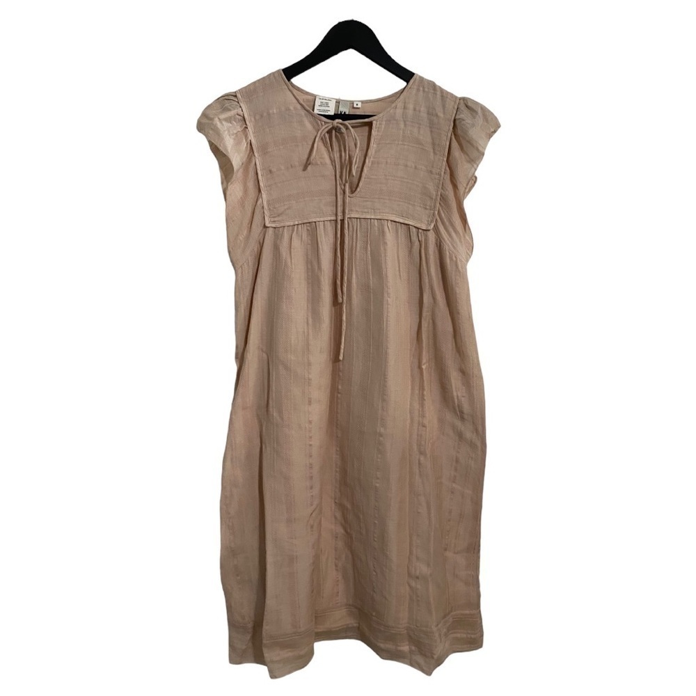 Neutral Tie-Neck Mini Dress - Brand Unspecified